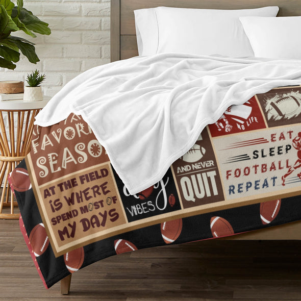 Football Pattern Blanket Fleece Throw Blanket Super Soft Warm Gifts for Baby Girls Boys Kids Mom Grandma Room Decor