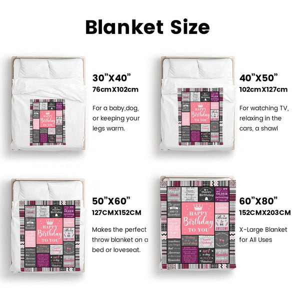 Birthday Gifts for Women Blanket, Happy Birthday Decorations Throw for Girls Her Friend Mom Sister Grandma Wife