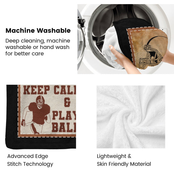 Football Pattern Blanket Fleece Throw Blanket Super Soft Warm Gifts for Baby Girls Boys Kids Mom Grandma Room Decor