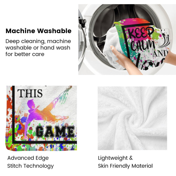 Soccer Blanket, Soccer Sports Themed Throw, Soft Nap Throw Blanket for Home Boys Girls Women Men Soccer Lovers Gifts