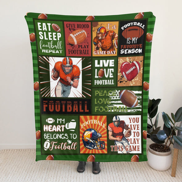 Football Pattern Blanket Fleece Throw Blanket Super Soft Warm Gifts for Baby Girls Boys Kids Mom Grandma Room Decor