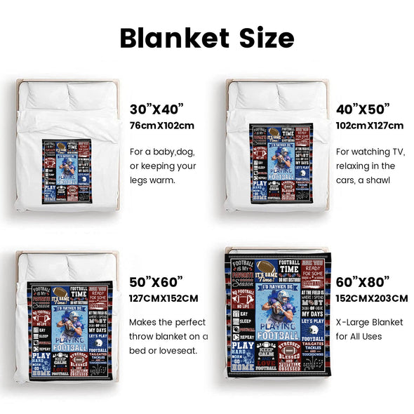 Football Pattern Blanket Fleece Throw Blanket Super Soft Warm Gifts for Baby Girls Boys Kids Mom Grandma Room Decor