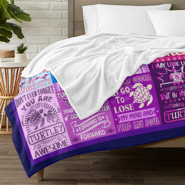 Turtle Pattern Blanket Fleece Throw Blanket Super Soft Warm Gifts for Baby Girls Boys Kids Mom Grandma Room Decor