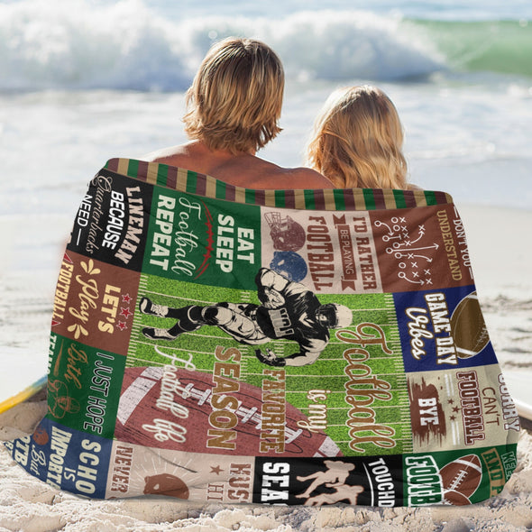 Football Pattern Blanket Fleece Throw Blanket Super Soft Warm Gifts for Baby Girls Boys Kids Mom Grandma Room Decor