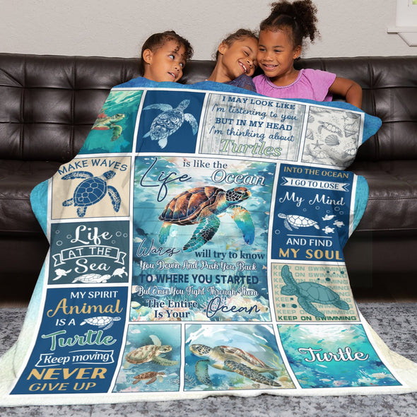 Turtle Pattern Blanket Fleece Throw Blanket Super Soft Warm Gifts for Baby Girls Boys Kids Mom Grandma Room Decor