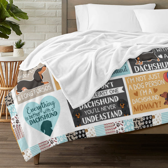 Dachshund Pattern Blanket Fleece Throw Blanket Super Soft Warm Gifts for Baby Girls Boys Kids Mom Grandma Room Decor