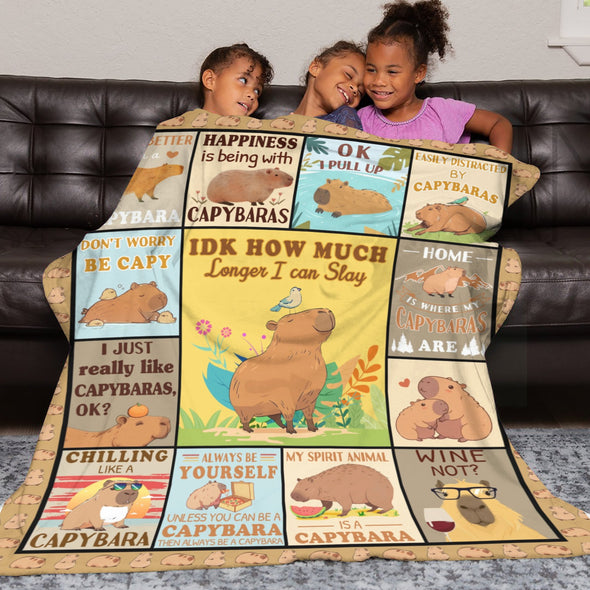 Capybara Pattern Blanket Fleece Throw Blanket Super Soft Warm Gifts for Baby Girls Boys Kids Mom Grandma Room Decor