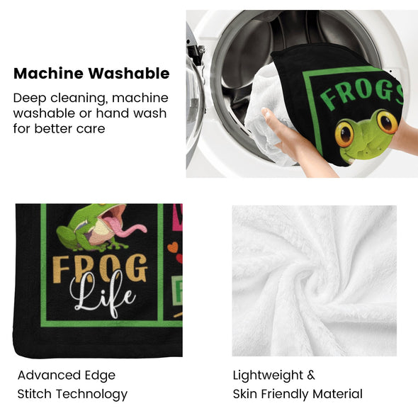 Frog Pattern Blanket Fleece Throw Blanket Super Soft Warm Gifts for Baby Girls Boys Kids Mom Grandma Room Decor