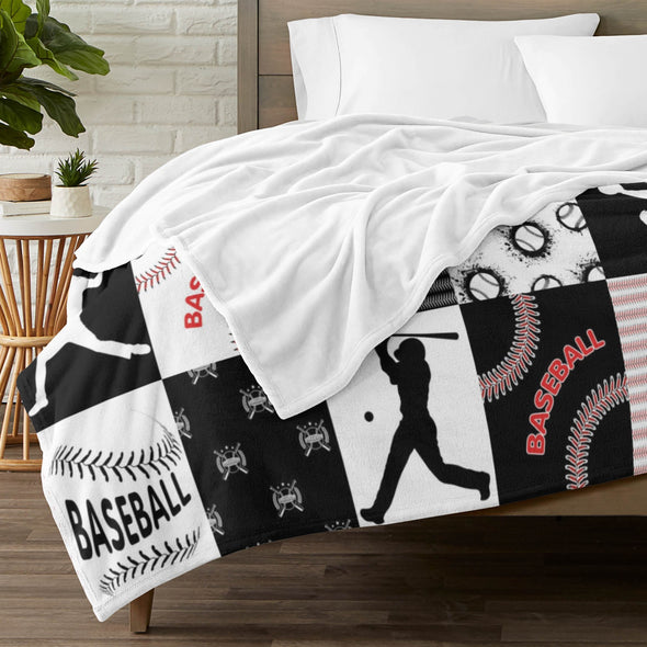 Baseball Pattern Blanket Fleece Throw Blanket Super Soft Warm Gifts for Baby Girls Boys Kids Mom Grandma Room Decor