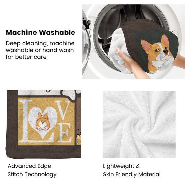Corgi Blanket Fleece Throw Blanket Super Soft Warm Gifts for Baby Girls Boys Kids Mom Grandma Room Decor