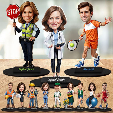 Personalized Miniature Figurines Custom Photo Cartoon Portrait Sculpture with Various Occupations Gifts for Birthday Christmas