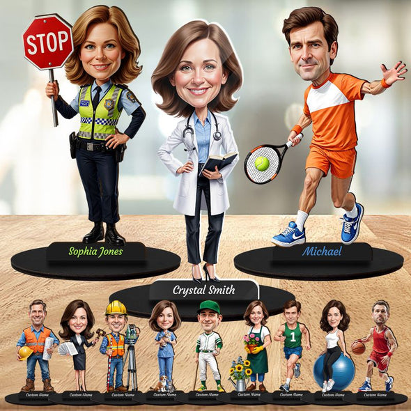 Personalized Miniature Figurines Custom Photo Cartoon Portrait Sculpture with Various Occupations Gifts for Birthday Christmas