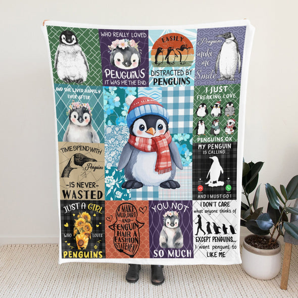 Penguin Blanket Fleece Throw Blanket Super Soft Warm Gifts for Baby Girls Boys Kids Mom Grandma Room Decor