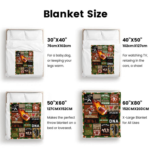 Football Pattern Blanket Fleece Throw Blanket Super Soft Warm Gifts for Baby Girls Boys Kids Mom Grandma Room Decor