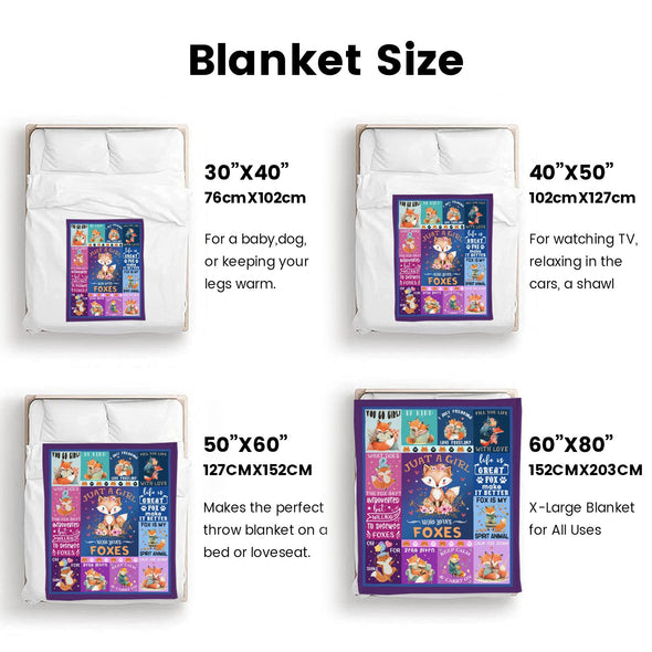 Fox Pattern Blanket Fleece Throw Blanket Super Soft Warm Gifts for Baby Girls Boys Kids Mom Grandma Room Decor