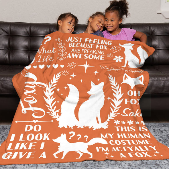 Fox Pattern Blanket Fleece Throw Blanket Super Soft Warm Gifts for Baby Girls Boys Kids Mom Grandma Room Decor