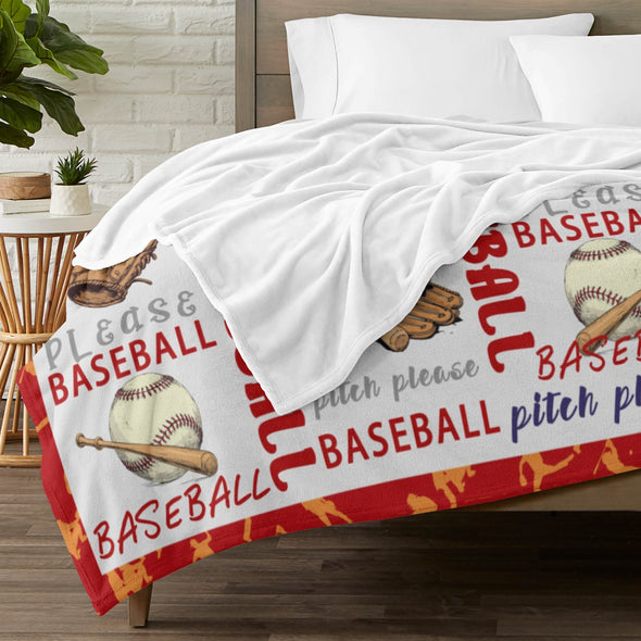 Baseball Pattern Blanket Fleece Throw Blanket Super Soft Warm Gifts for Baby Girls Boys Kids Mom Grandma Room Decor