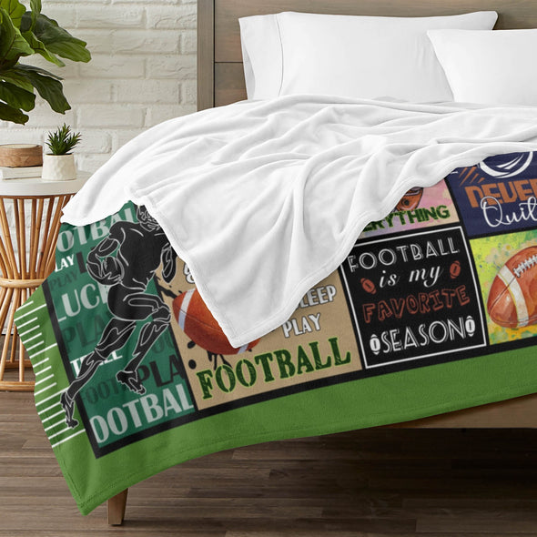 Football Pattern Blanket Fleece Throw Blanket Super Soft Warm Gifts for Baby Girls Boys Kids Mom Grandma Room Decor