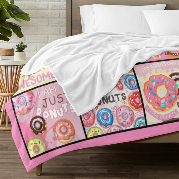 Donut Pattern Blanket Fleece Throw Blanket Super Soft Warm Gifts for Baby Girls Boys Kids Mom Grandma Room Decor