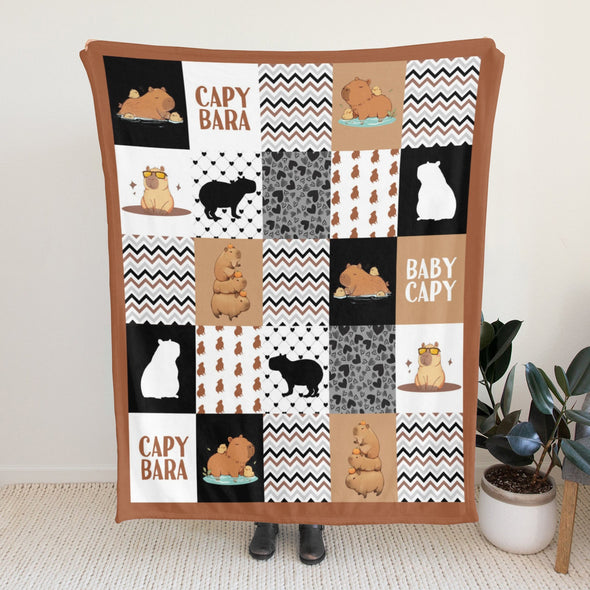 Capybara Pattern Blanket Fleece Throw Blanket Super Soft Warm Gifts for Baby Girls Boys Kids Mom Grandma Room Decor