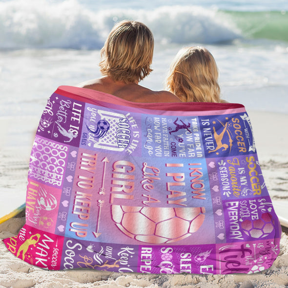 Soccer Blanket, Soccer Sports Themed Throw, Soft Nap Throw Blanket for Home Boys Girls Women Men Soccer Lovers Gifts