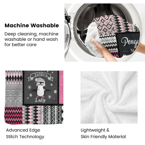 Penguin Blanket Fleece Throw Blanket Super Soft Warm Gifts for Baby Girls Boys Kids Mom Grandma Room Decor