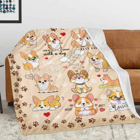 Corgi Blanket Fleece Throw Blanket Super Soft Warm Gifts for Baby Girls Boys Kids Mom Grandma Room Decor