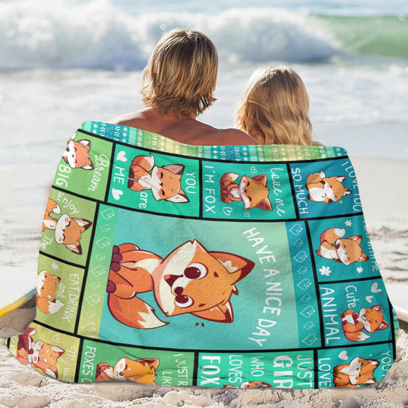Fox Pattern Blanket Fleece Throw Blanket Super Soft Warm Gifts for Baby Girls Boys Kids Mom Grandma Room Decor