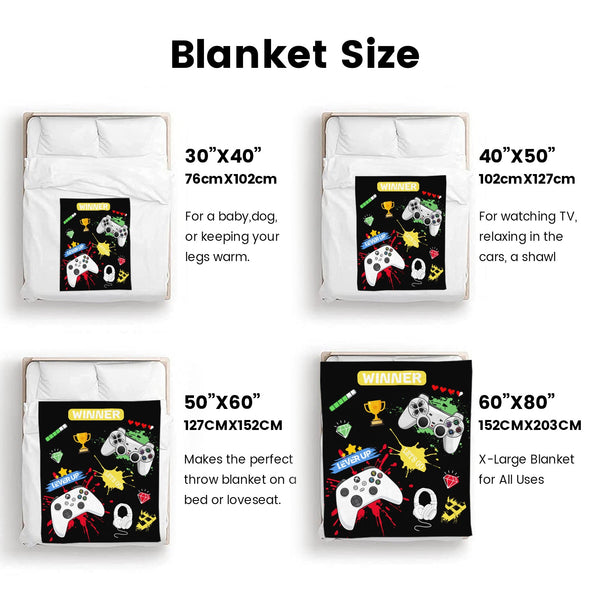 Gamer Blanket Fleece Throw Blanket Super Soft Warm Gifts for Baby Girls Boys Kids Mom Grandma Room Decor