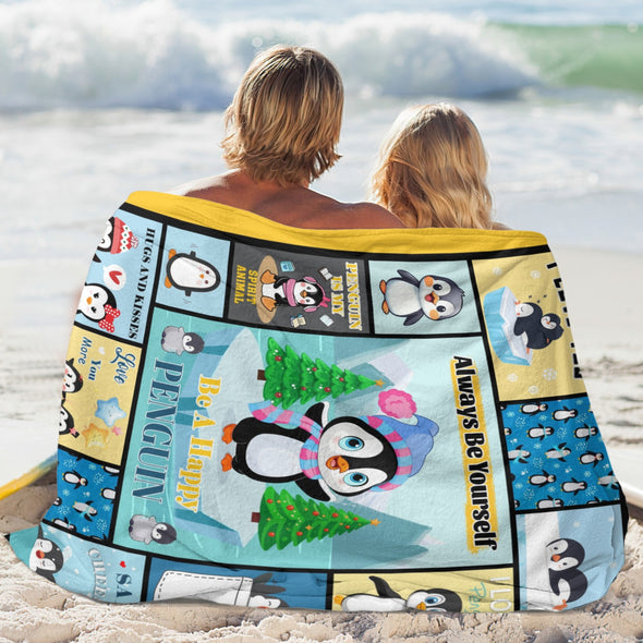 Penguin Blanket Fleece Throw Blanket Super Soft Warm Gifts for Baby Girls Boys Kids Mom Grandma Room Decor