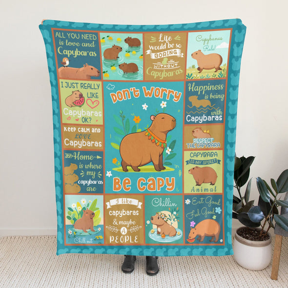 Capybara Pattern Blanket Fleece Throw Blanket Super Soft Warm Gifts for Baby Girls Boys Kids Mom Grandma Room Decor