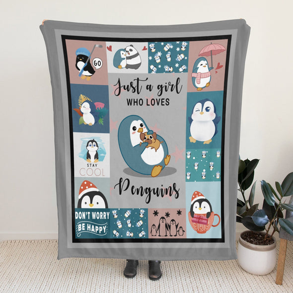 Penguin Blanket Fleece Throw Blanket Super Soft Warm Gifts for Baby Girls Boys Kids Mom Grandma Room Decor