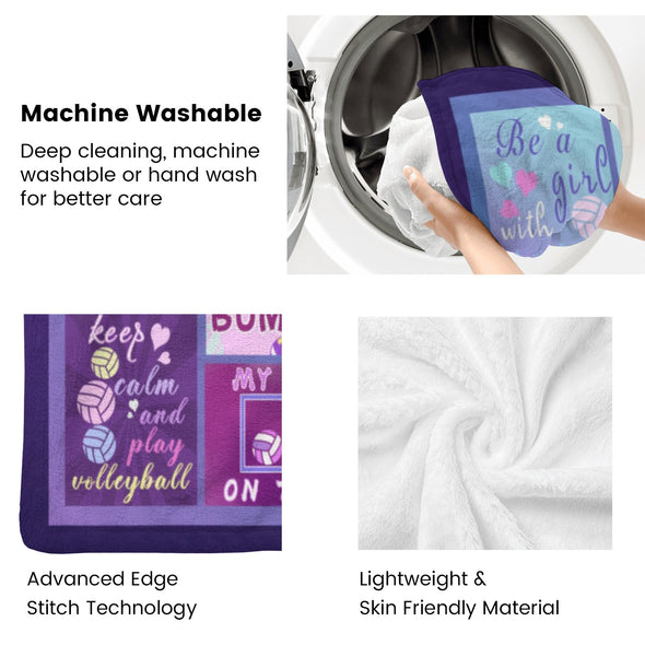 Volleyball Pattern Blanket Fleece Throw Blanket Super Soft Warm Gifts for Baby Girls Boys Kids Mom Grandma Room Decor