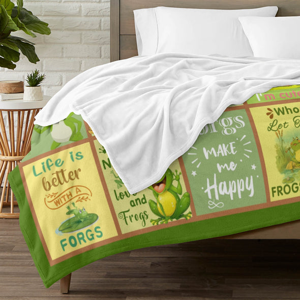 Frog Pattern Blanket Fleece Throw Blanket Super Soft Warm Gifts for Baby Girls Boys Kids Mom Grandma Room Decor