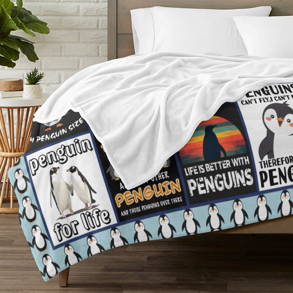 Penguin Blanket Fleece Throw Blanket Super Soft Warm Gifts for Baby Girls Boys Kids Mom Grandma Room Decor