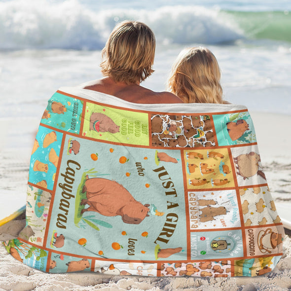 Capybara Pattern Blanket Fleece Throw Blanket Super Soft Warm Gifts for Baby Girls Boys Kids Mom Grandma Room Decor