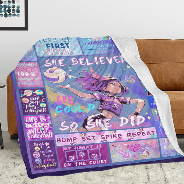 Volleyball Pattern Blanket Fleece Throw Blanket Super Soft Warm Gifts for Baby Girls Boys Kids Mom Grandma Room Decor