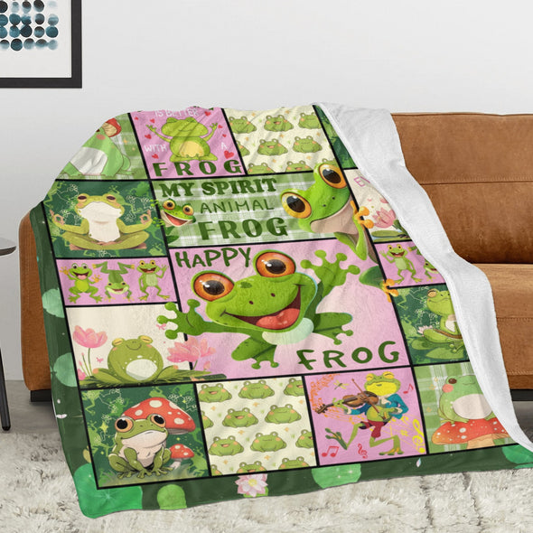 Frog Pattern Blanket Fleece Throw Blanket Super Soft Warm Gifts for Baby Girls Boys Kids Mom Grandma Room Decor