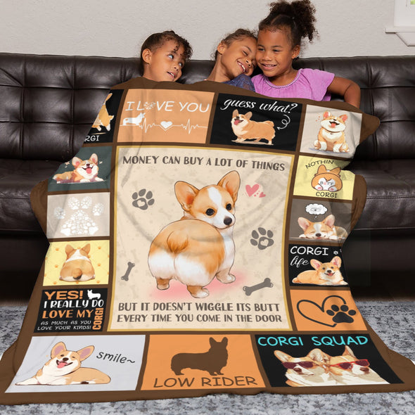Corgi Blanket Fleece Throw Blanket Super Soft Warm Gifts for Baby Girls Boys Kids Mom Grandma Room Decor