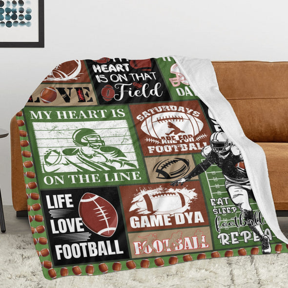 Football Pattern Blanket Fleece Throw Blanket Super Soft Warm Gifts for Baby Girls Boys Kids Mom Grandma Room Decor