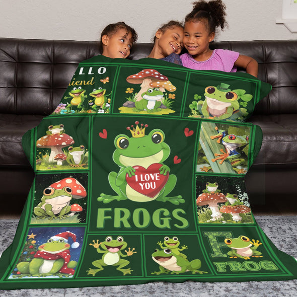 Frog Pattern Blanket Fleece Throw Blanket Super Soft Warm Gifts for Baby Girls Boys Kids Mom Grandma Room Decor