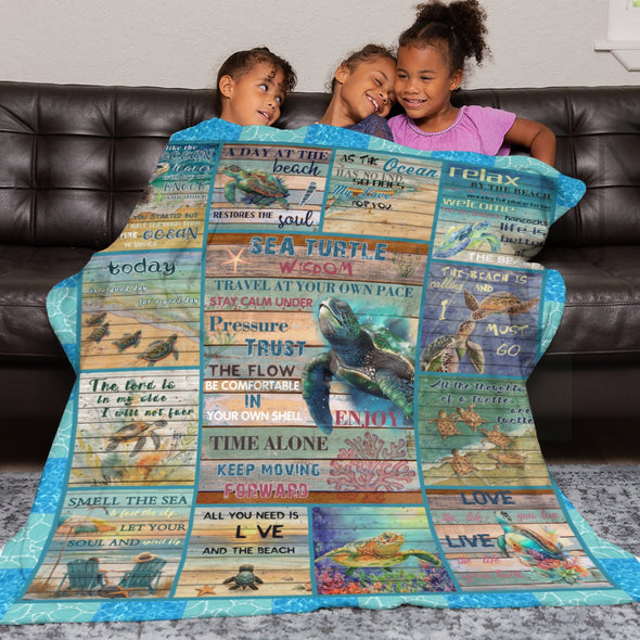 Turtle Pattern Blanket Fleece Throw Blanket Super Soft Warm Gifts for Baby Girls Boys Kids Mom Grandma Room Decor