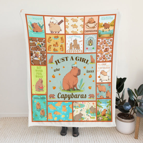Capybara Pattern Blanket Fleece Throw Blanket Super Soft Warm Gifts for Baby Girls Boys Kids Mom Grandma Room Decor