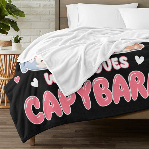 Capybara Pattern Blanket Fleece Throw Blanket Super Soft Warm Gifts for Baby Girls Boys Kids Mom Grandma Room Decor