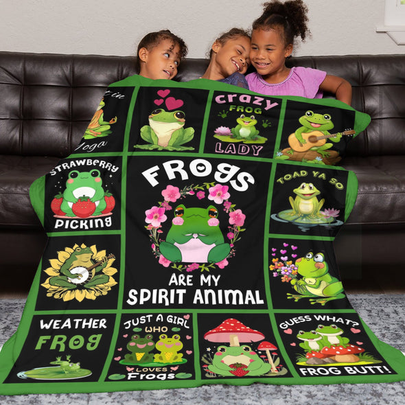 Frog Pattern Blanket Fleece Throw Blanket Super Soft Warm Gifts for Baby Girls Boys Kids Mom Grandma Room Decor