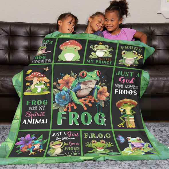 Frog Pattern Blanket Fleece Throw Blanket Super Soft Warm Gifts for Baby Girls Boys Kids Mom Grandma Room Decor