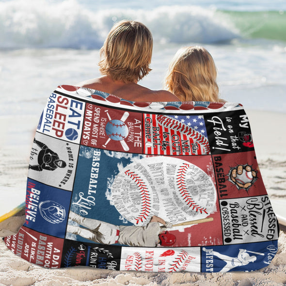 Baseball Pattern Blanket Fleece Throw Blanket Super Soft Warm Gifts for Baby Girls Boys Kids Mom Grandma Room Decor