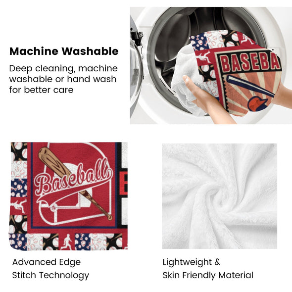 Baseball Pattern Blanket Fleece Throw Blanket Super Soft Warm Gifts for Baby Girls Boys Kids Mom Grandma Room Decor