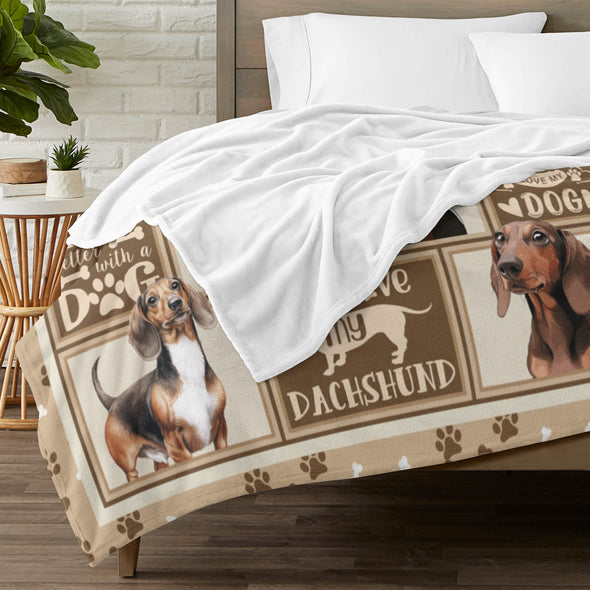 Dachshund Pattern Blanket Fleece Throw Blanket Super Soft Warm Gifts for Baby Girls Boys Kids Mom Grandma Room Decor