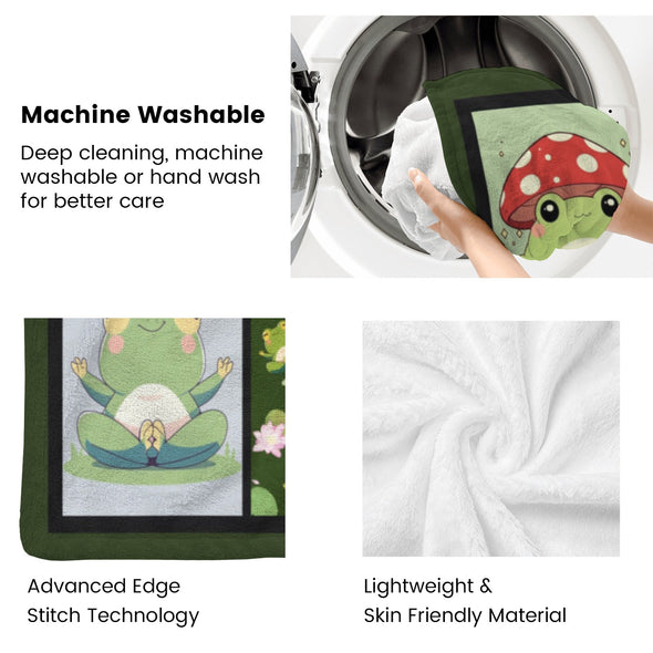 Frog Pattern Blanket Fleece Throw Blanket Super Soft Warm Gifts for Baby Girls Boys Kids Mom Grandma Room Decor